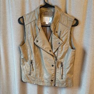 Xhilaration Taupe Faux Leather Moto Vest